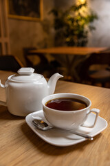 Hot tea and teapot
