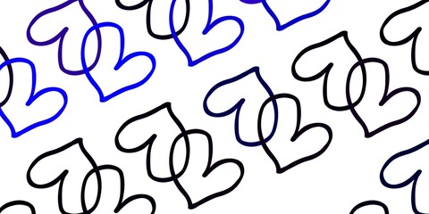 Light Pink, Blue vector pattern with colorful hearts.