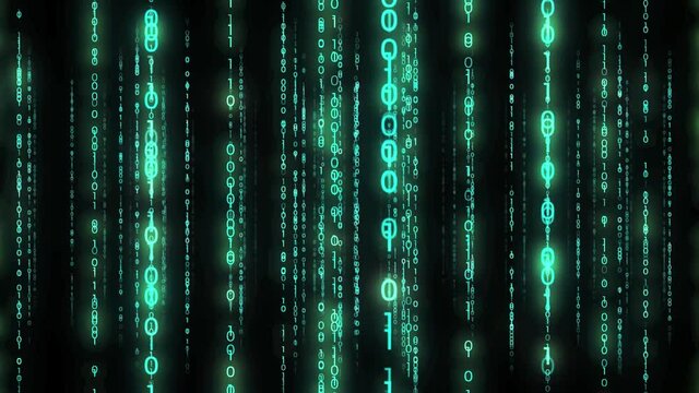 0と１で構成された数字の柱が並ぶ空間内を移動する（ループ可）