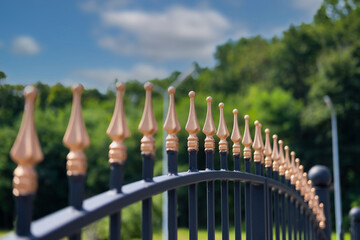 Metal fashion fence. Decorative wrought iron fence