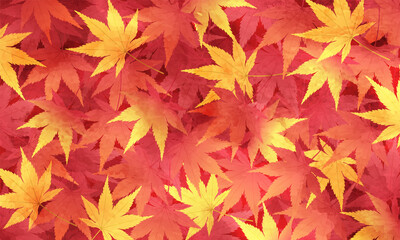 Naklejka na ściany i meble 紅葉が積もって敷き詰められた水彩風のベクターイラスト背景(絨毯)