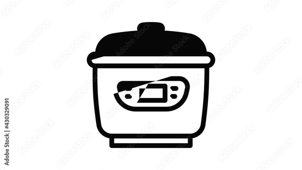 Poster modern multicooker icon animation outline best object on white background