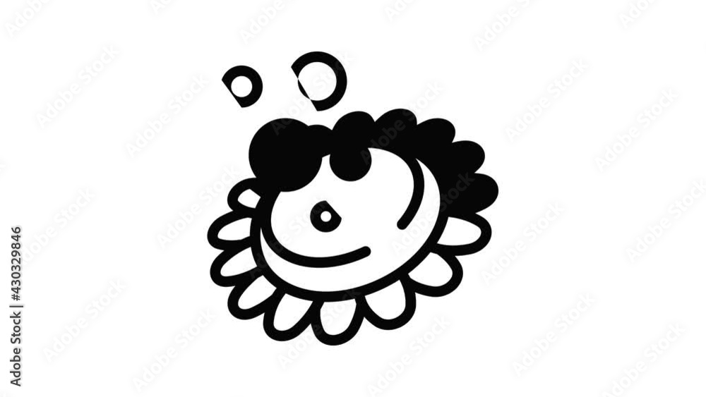 Poster sunflower icon animation outline best object on white background