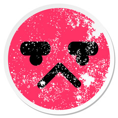 displeased face circular sticker