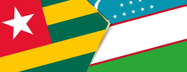 Togo and Uzbekistan flags, two vector flags.