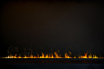 Fire in the fireplace on a black background.