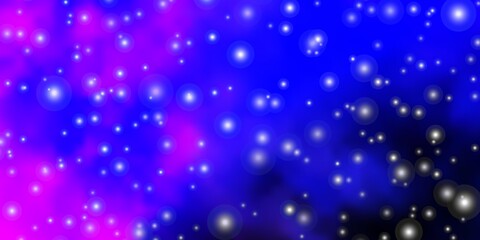 Dark Pink, Blue vector texture with beautiful stars.