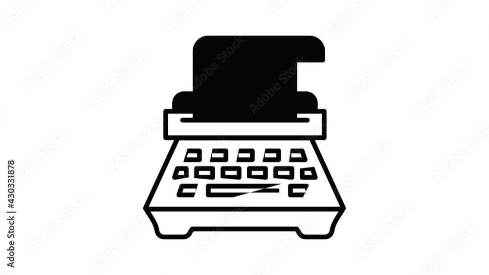 Aufkleber typewriter icon animation outline best object on white background