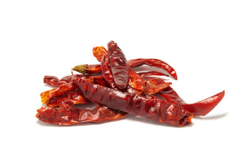 Dried red chili or chilli. No clipping path.