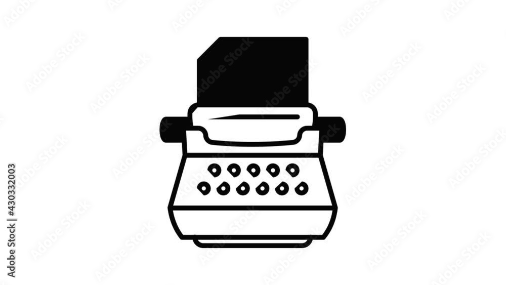 Aufkleber old typewriter icon animation outline best object on white background