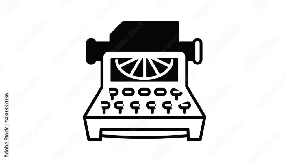 Aufkleber office typewriter icon animation outline best object on white background