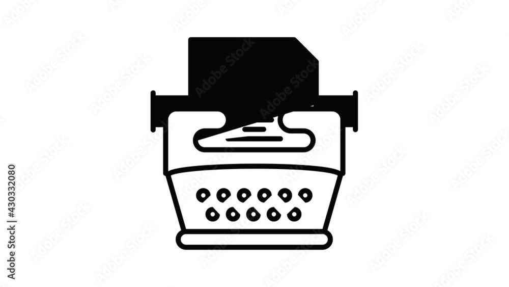 Poster nostalgia typewriter icon animation outline best object on white background