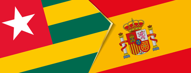Togo and Spain flags, two vector flags.