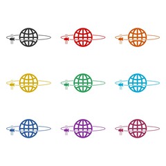 Satellite in orbit icon isolated on white background color set © sljubisa
