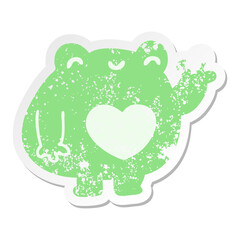 cute waving frog grunge sticker
