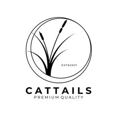 Cattail Logo Vector Vintage Illustration design