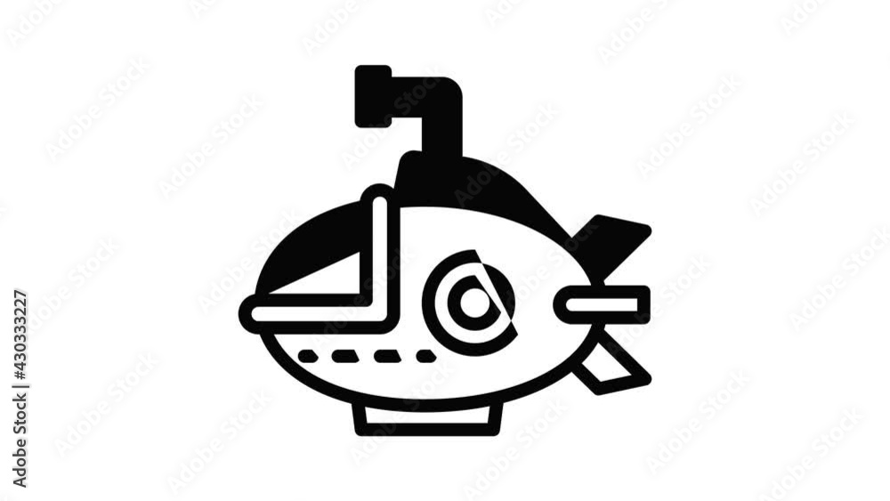 Poster bathyscaphe icon animation outline best object on white background