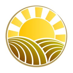 The wheat field symbol with bright sun.