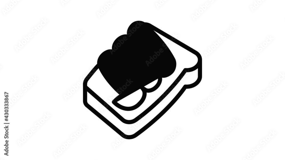 Aufkleber peanut butter on bread icon animation outline best object on white background