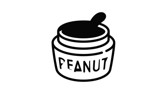 Peanut jar spoon icon animation outline best object on white background