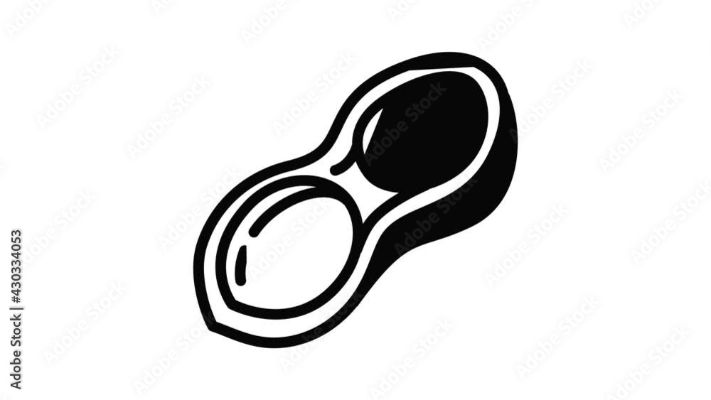 Poster half peanut shell icon animation outline best object on white background