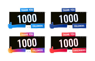 thank you 1000 followers and subscribers social media banner template