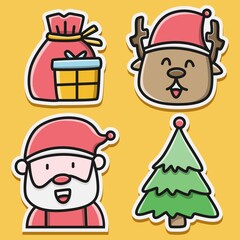 hand drawn cartoon doodle christmas sticker design