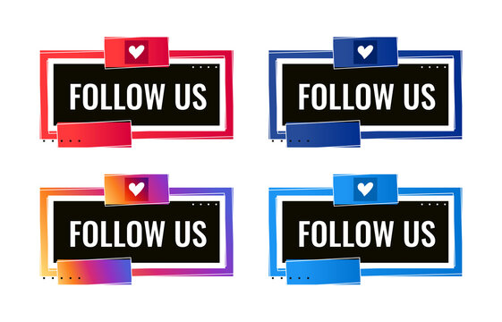 Follow Us Social Media Banner Template With Heart Icon