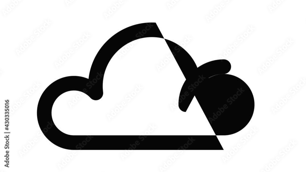Poster cloud icon animation outline best object on white background