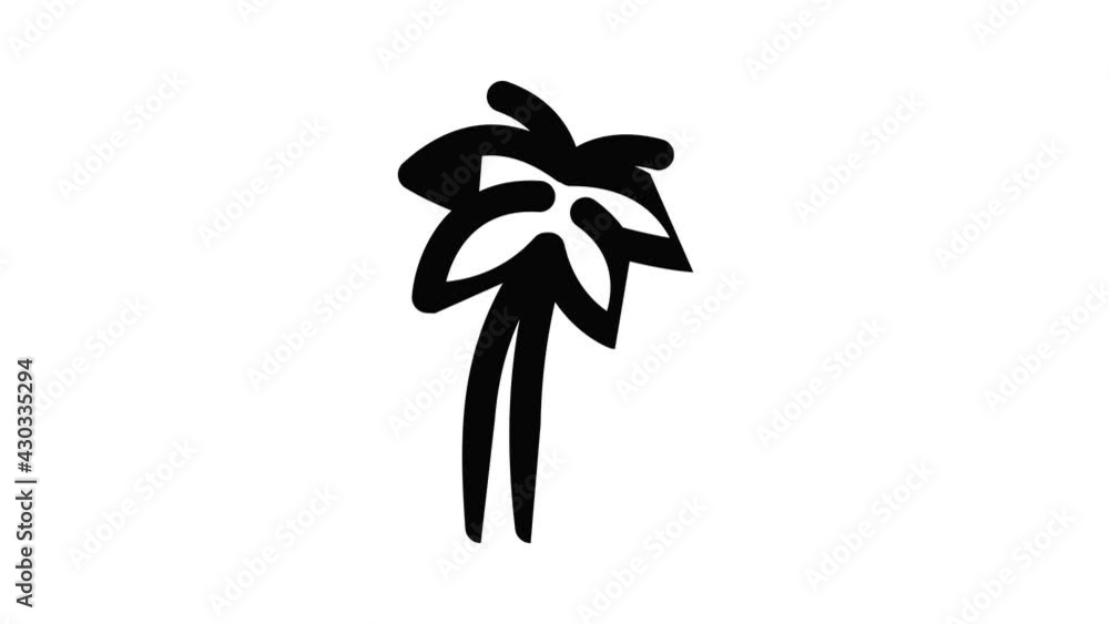 Poster palm tree icon animation outline best object on white background