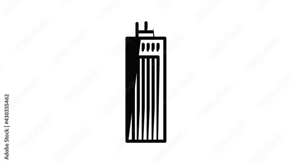 Poster metropolis building icon animation outline best object on white background