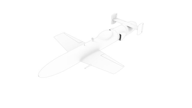 3D rendering of a world war 2 flying bomb kamikaze attack aircraft isolated on white background