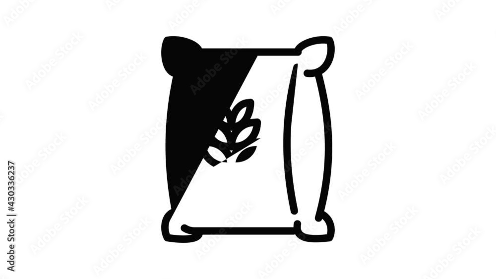 Poster wheat sack icon animation outline best object on white background