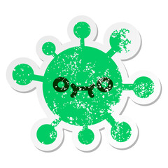 confused blank eyed virus distressed sticker