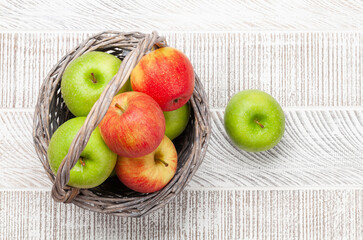 Fresh ripe apples in basket