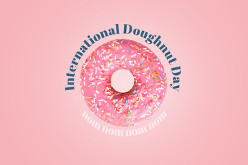 International doughnut day card with funny text.