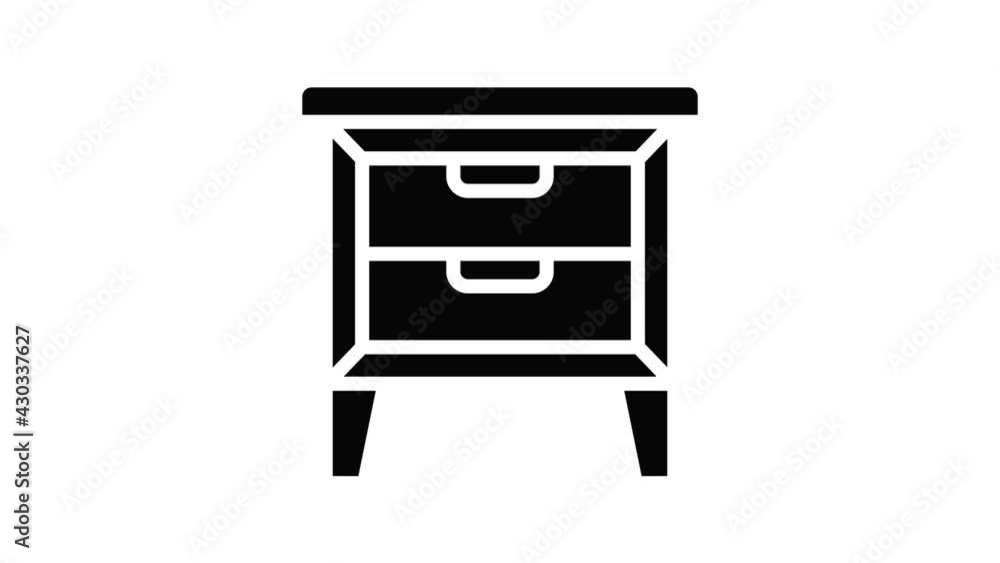 Poster bedside table icon animation outline best object on white background