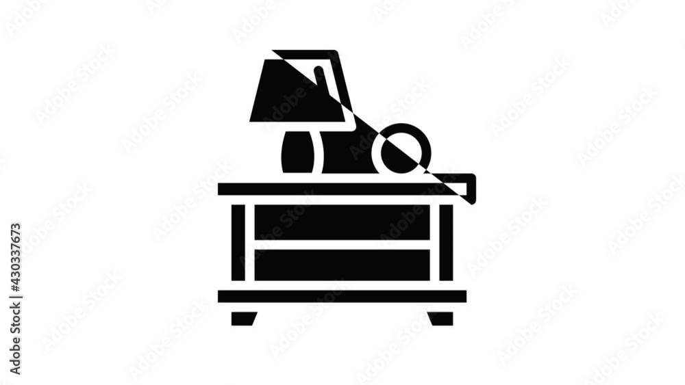 Poster lamp on the bedside table icon animation outline best object on white background