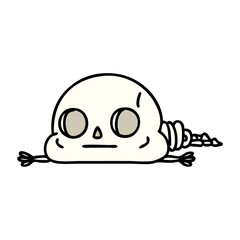 cute skeleton lying on floor