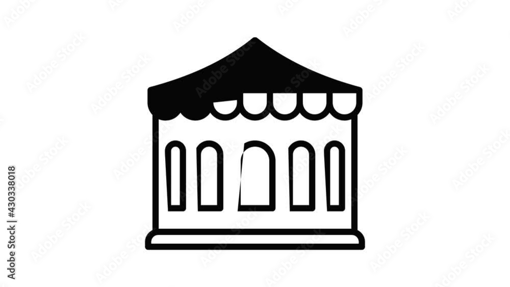 Poster tent with large windows icon animation outline best object on white background