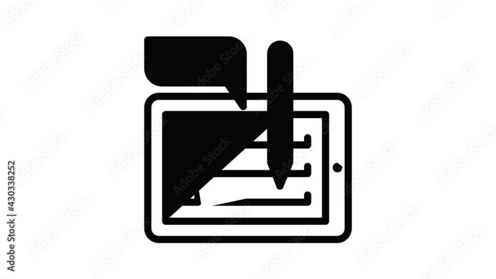 Aufkleber tablet checklist icon animation outline best object on white background