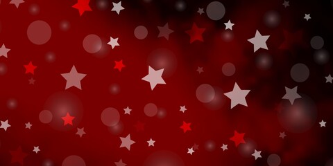 Dark Red vector template with circles, stars.