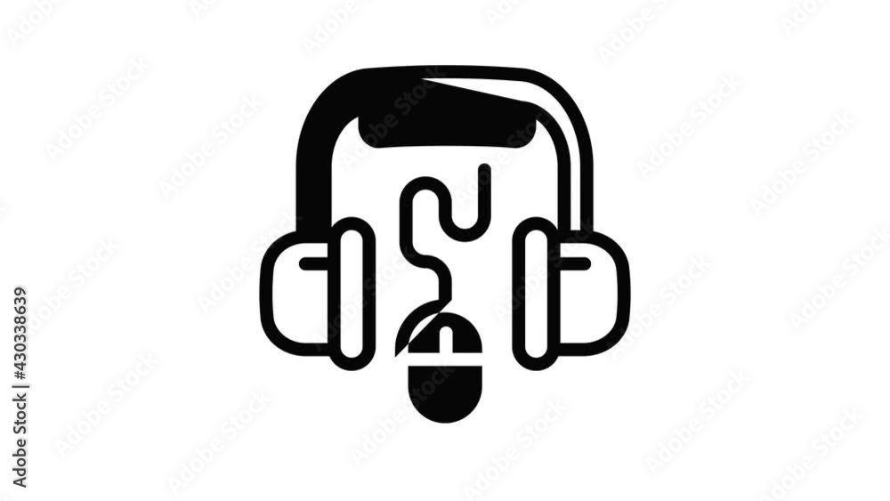 Poster headphones and computer mouse icon animation outline best object on white background