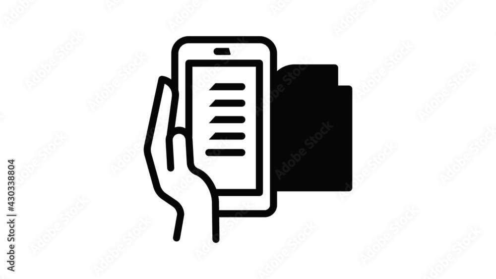 Poster smartphone scan icon animation outline best object on white background