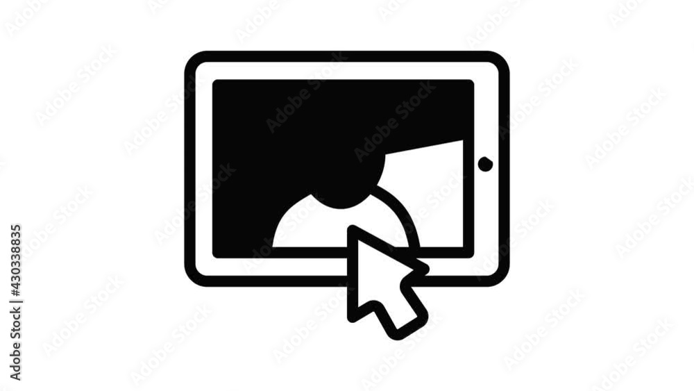 Aufkleber click on the tablet icon animation outline best object on white background