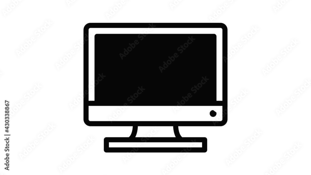 Poster letters on the monitor icon animation outline best object on white background
