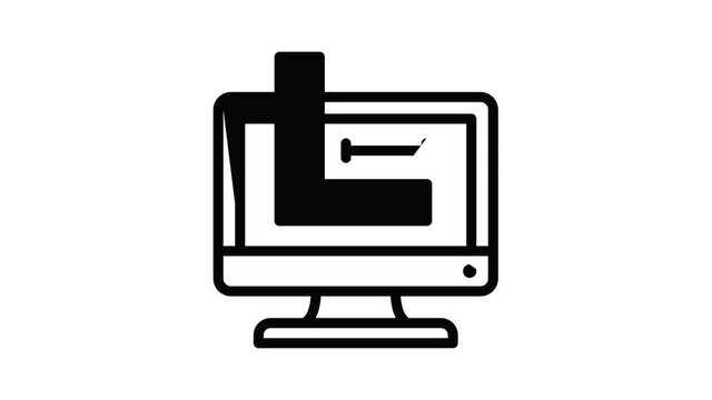 Monitor measurement icon animation outline best object on white background