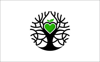Creative vector graphic Silhouette of tree with root vector logo design