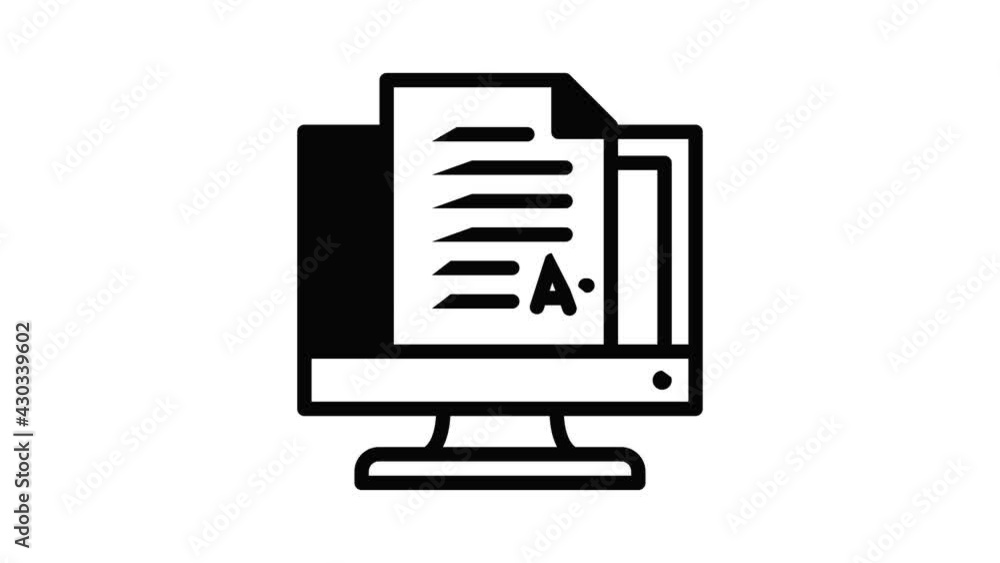 Poster document on screen icon animation outline best object on white background