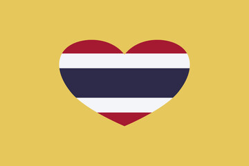 Thailand flag in the heart shape. Isolated on background.